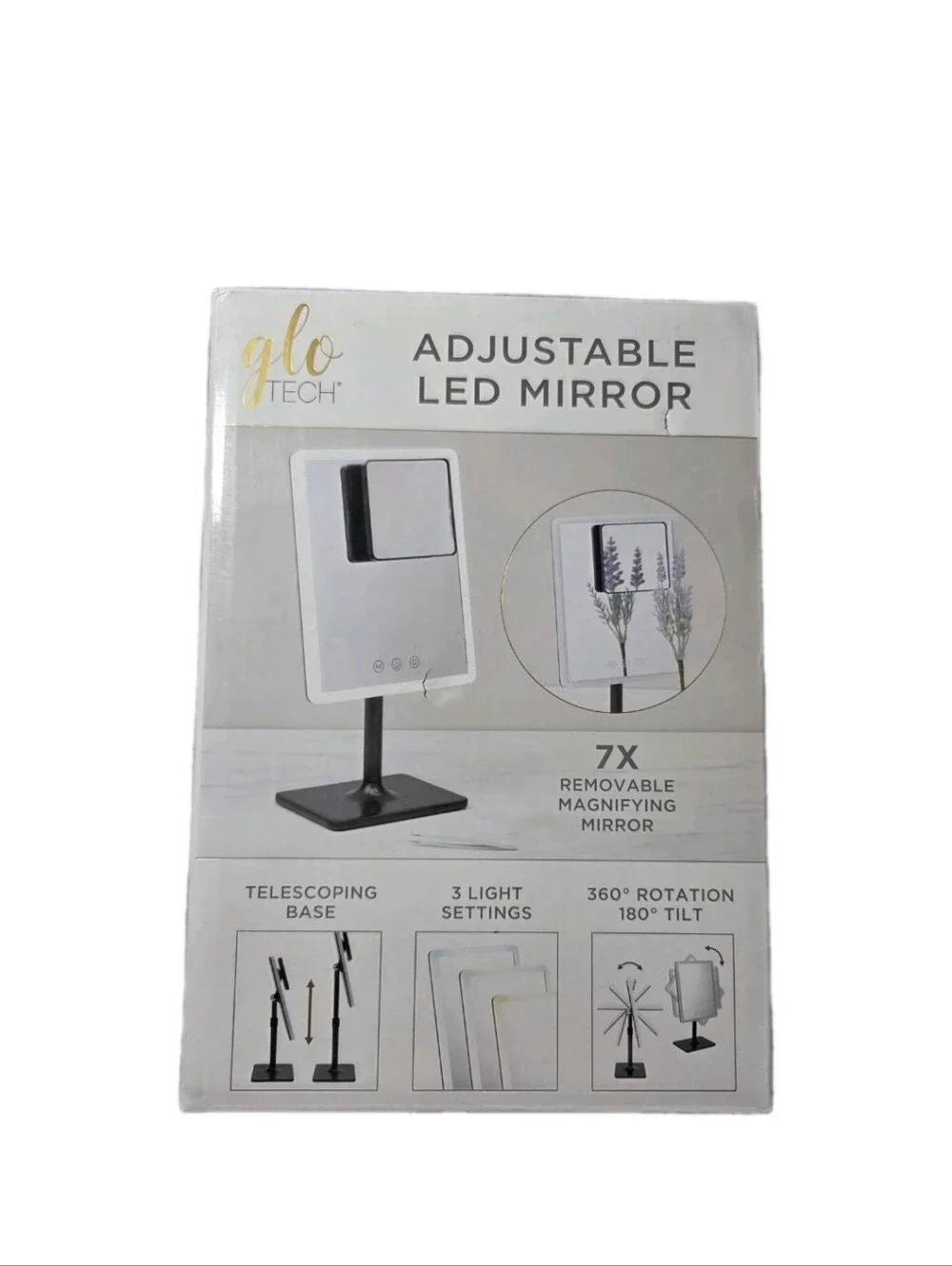 Glo Tech LED Lighted Makeup Vanity Mirror 7X Magnifying